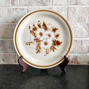 Vintage 1970s Mountain Wood Stoneware Dinner Plate Dried Flower, Dinner Plate